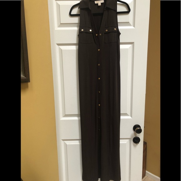 Michael Kors Dresses & Skirts - Michael Kors Long Brown Maxi Dress With Collar